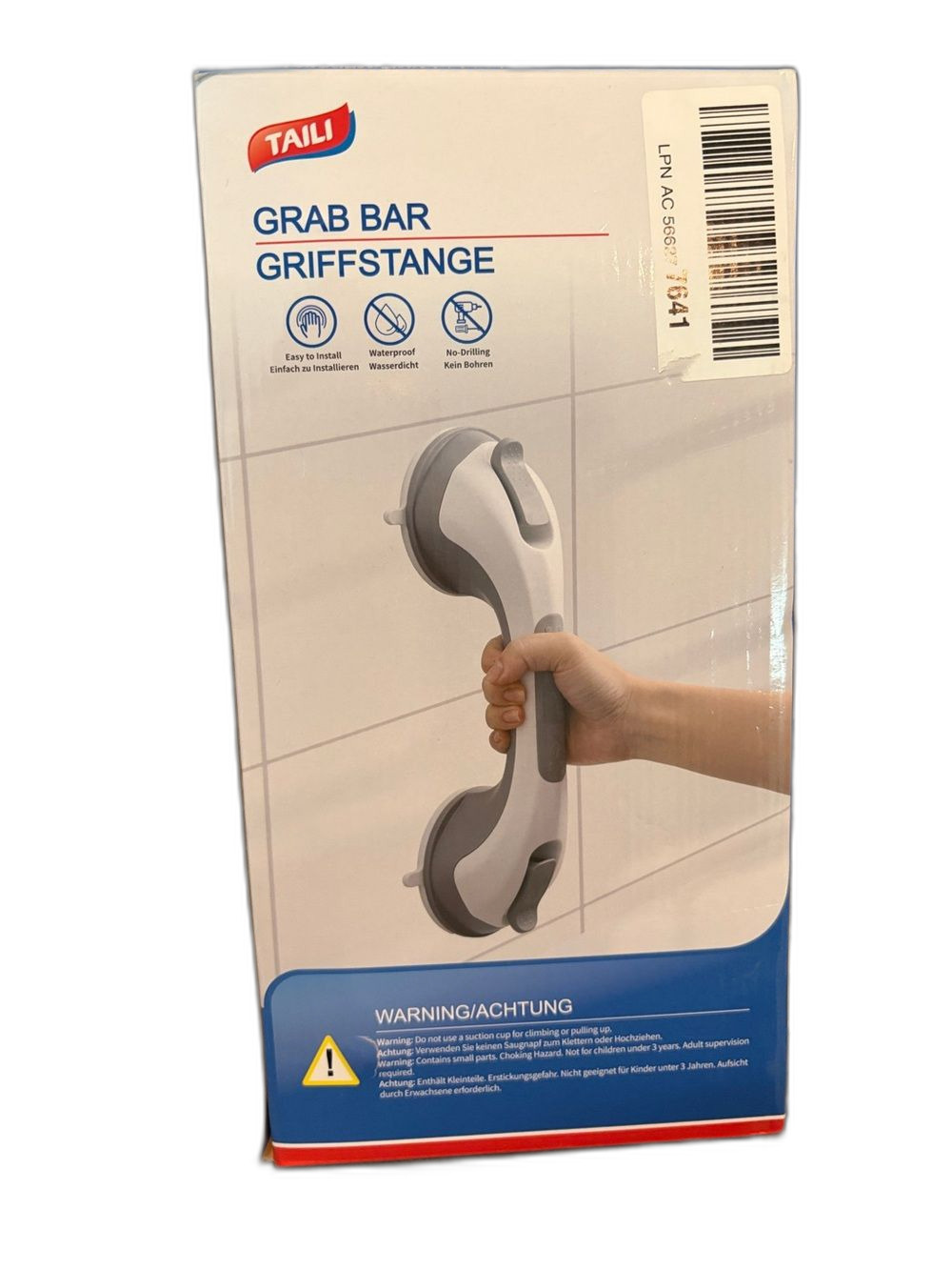 Taili Grab Bar Suction Handle in White and Gray - pack of 2
